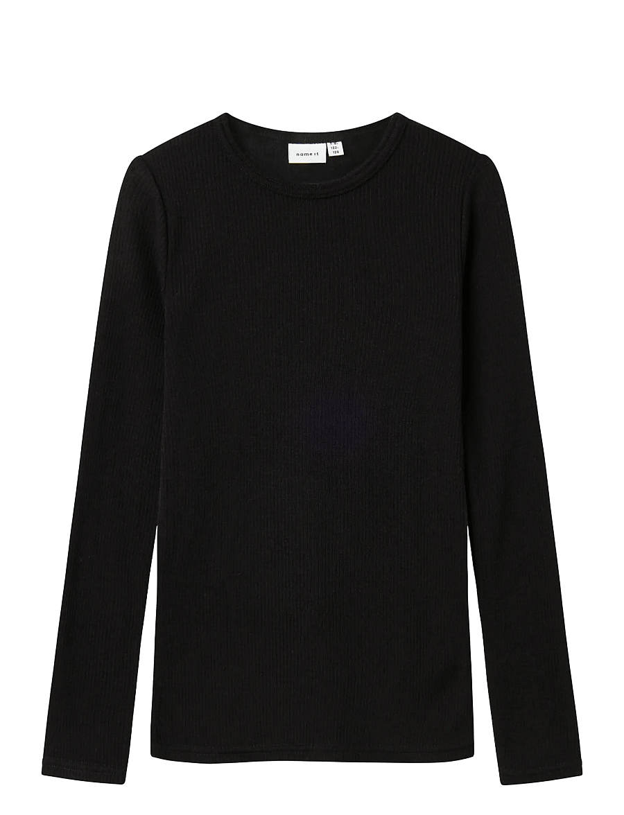 name it - NKNWAX WOOL RIB LS TOP - pikkade varrukatega t-särgid - black - 1
