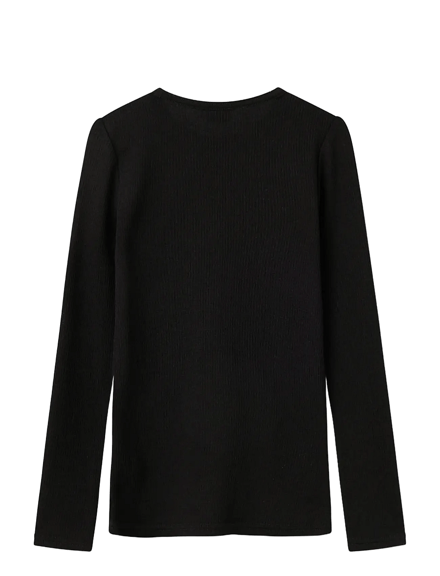 name it - NKNWAX WOOL RIB LS TOP - pikkade varrukatega t-särgid - black - 2