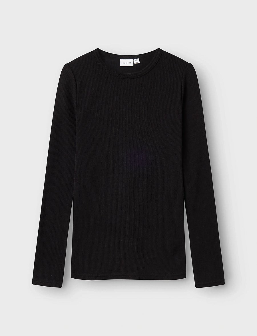 name it - NKNWAX WOOL RIB LS TOP - pikkade varrukatega t-särgid - black - 0