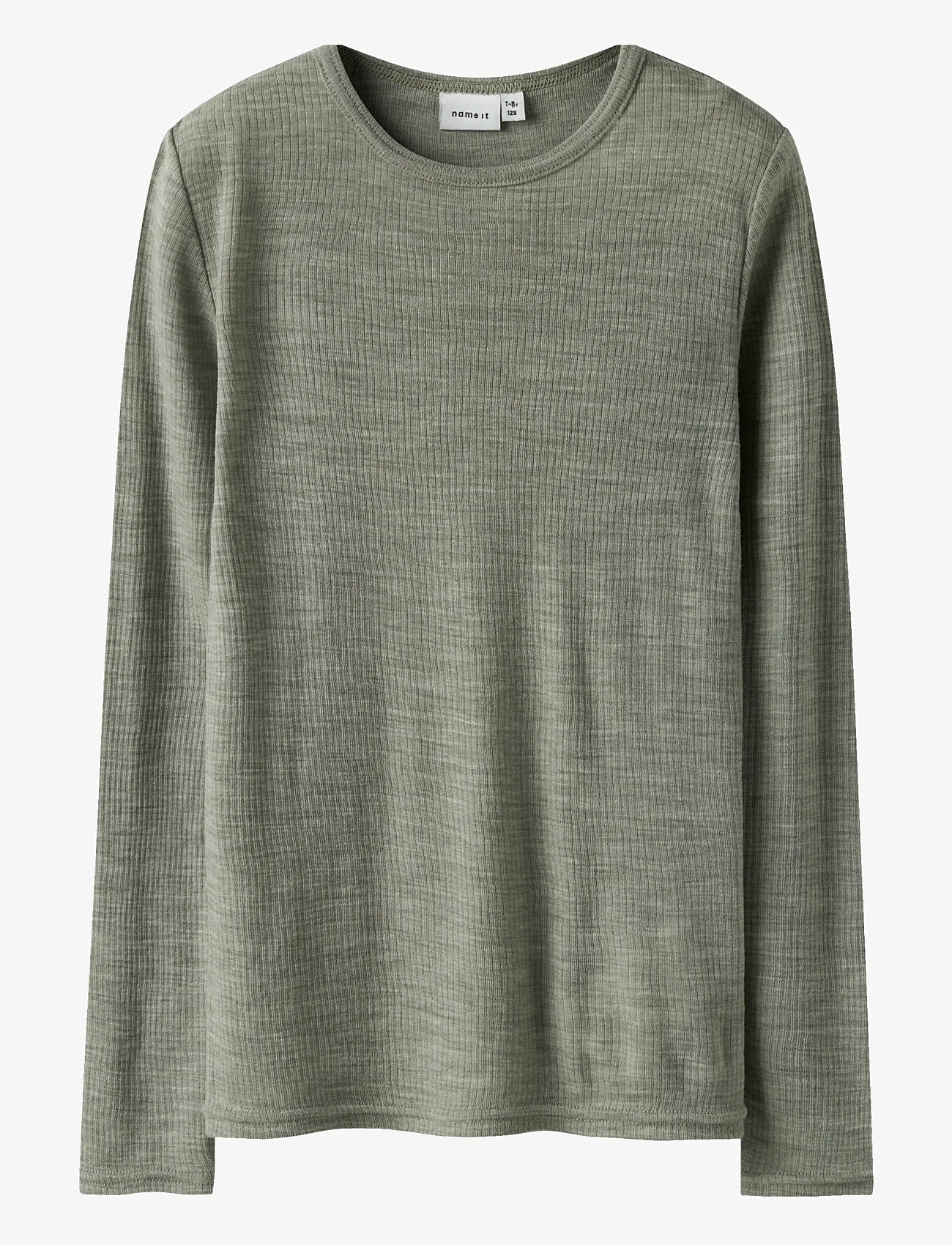 name it - NKNWAX WOOL RIB LS TOP - efterårstøj - dried sage - 0