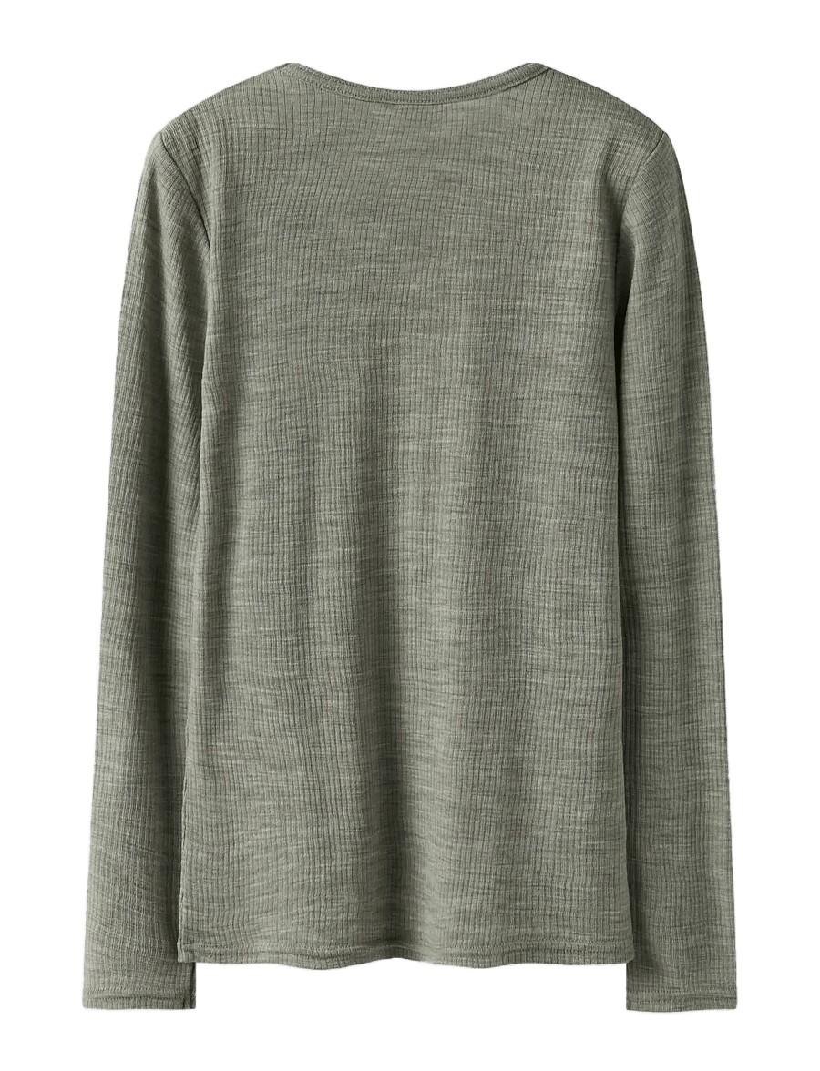 name it - NKNWAX WOOL RIB LS TOP - långärmade t-shirts - dried sage - 1