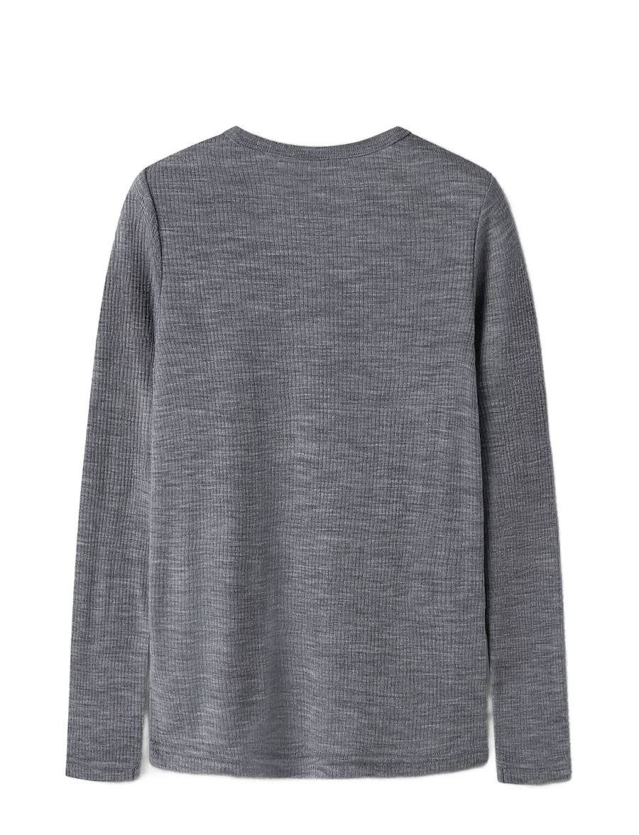 name it - NKNWAX WOOL RIB LS TOP - pikkade varrukatega t-särgid - folkstone gray - 1