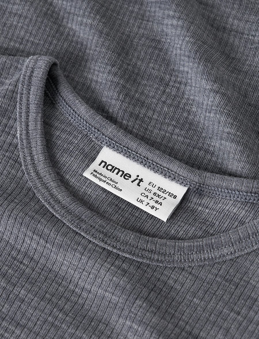 name it - NKNWAX WOOL RIB LS TOP - pikkade varrukatega t-särgid - folkstone gray - 2