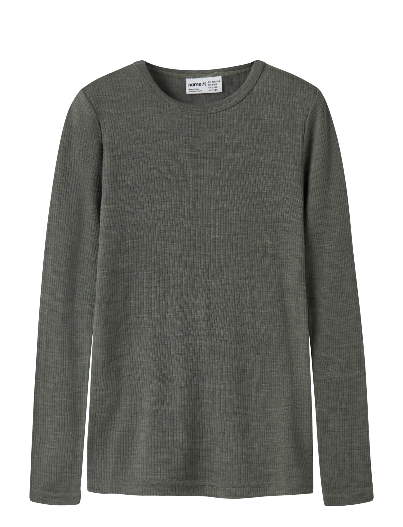 name it NKNWAX WOOL RIB LS TOP - T-särgid - MULLED BASIL / khaki/green