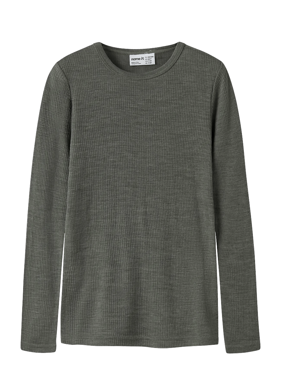 name it - NKNWAX WOOL RIB LS TOP - pikkade varrukatega t-särgid - mulled basil - 0