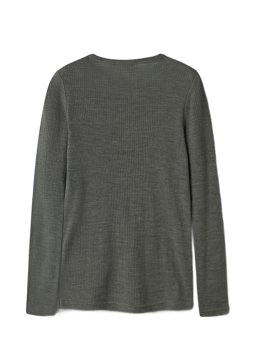 name it - NKNWAX WOOL RIB LS TOP - pikkade varrukatega t-särgid - mulled basil - 1