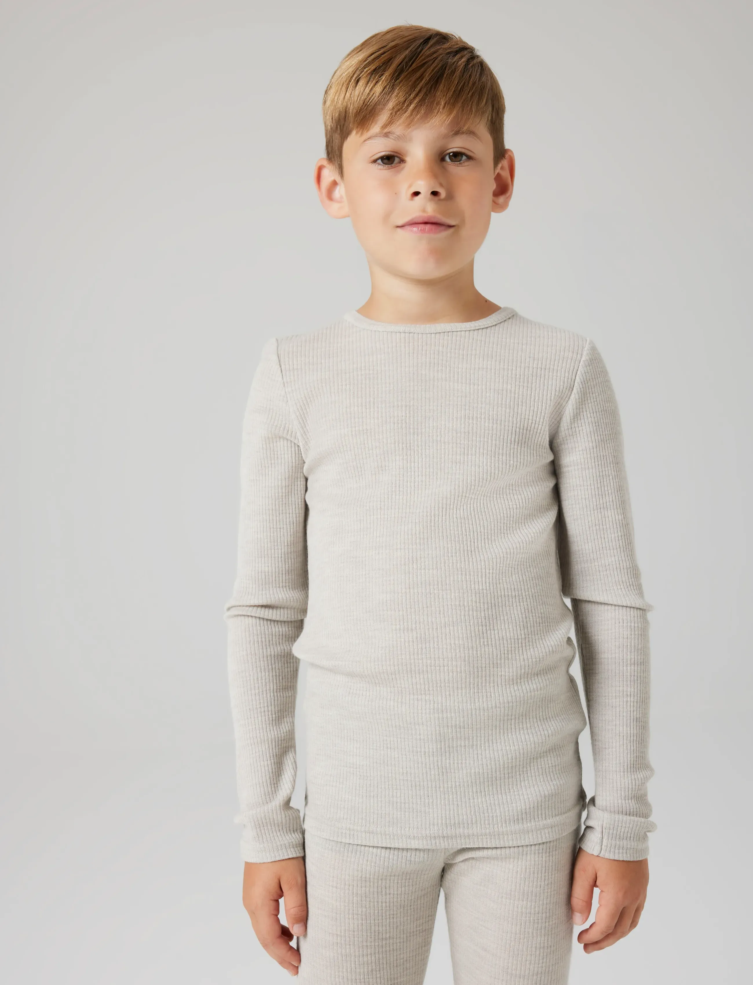 name it NKNWAX WOOL RIB LS TOP - Toppar & T-shirts - NACREOUS CLOUD / grey