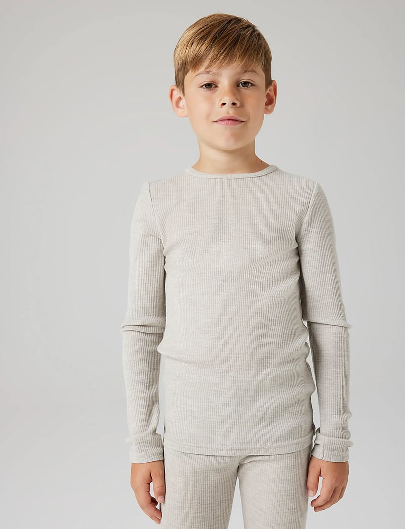 name it - NKNWAX WOOL RIB LS TOP - långärmade t-shirts - nacreous cloud - 0