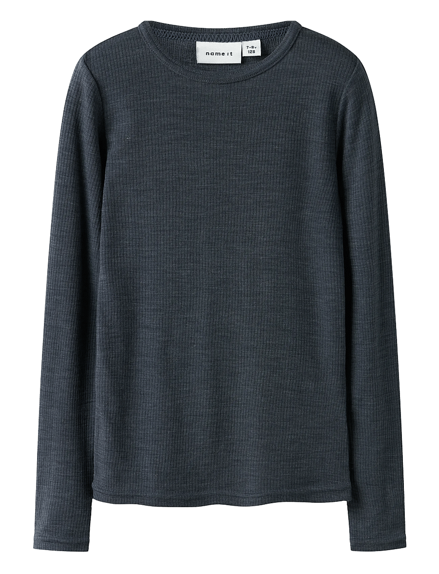 name it - NKNWAX WOOL RIB LS TOP - långärmade t-shirts - ombre blue - 1