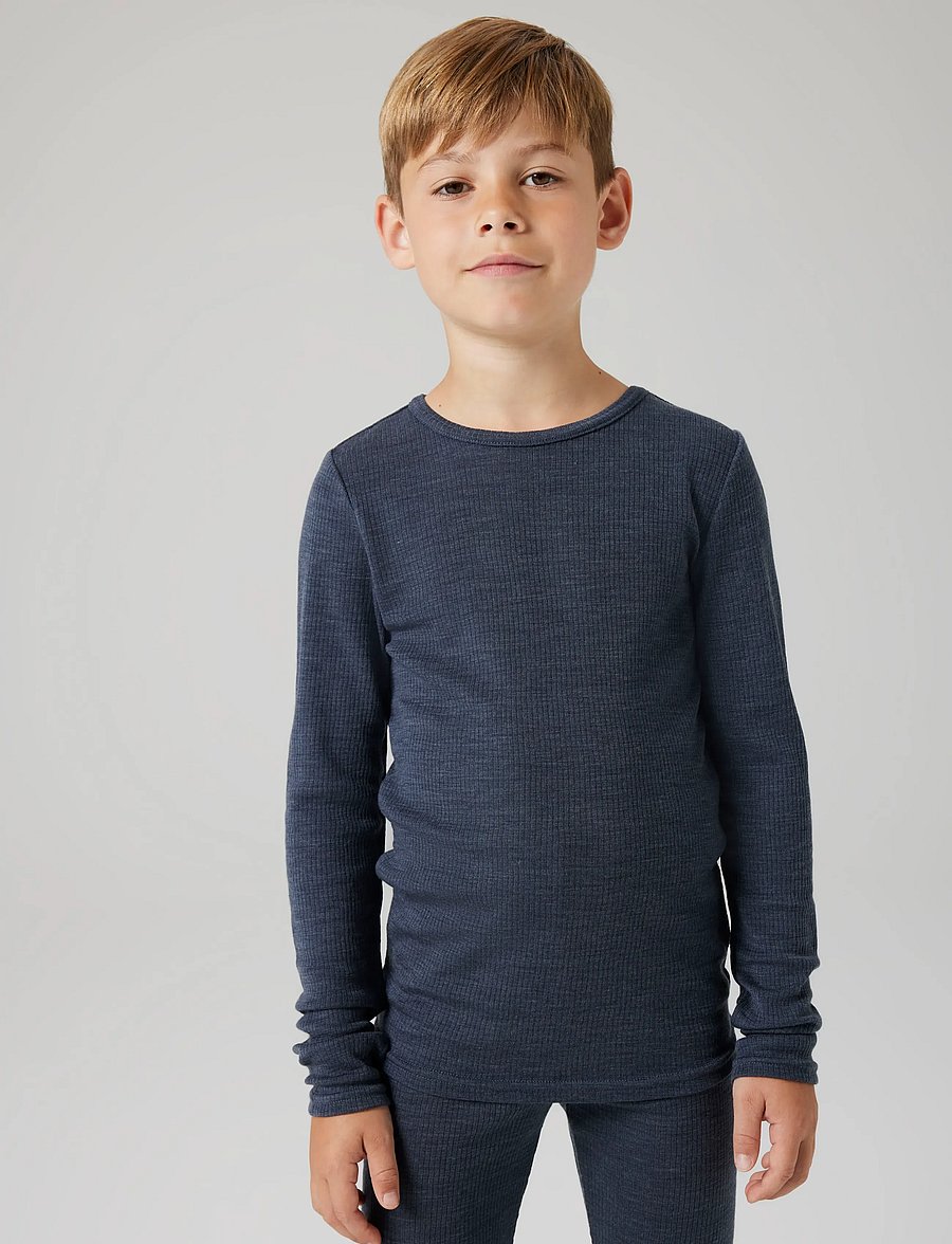 name it - NKNWAX WOOL RIB LS TOP - långärmade t-shirts - ombre blue - 0