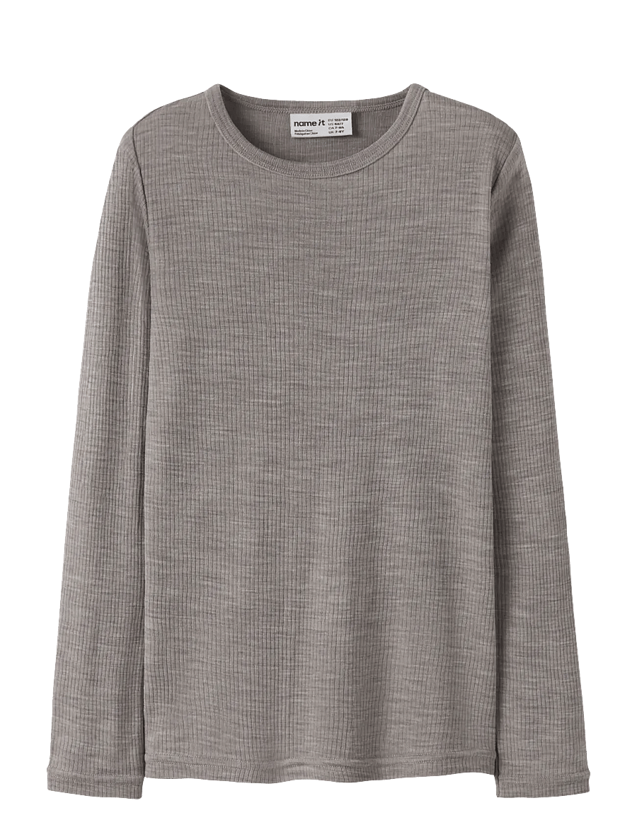 name it - NKNWAX WOOL RIB LS TOP - pikkade varrukatega t-särgid - satellite - 0