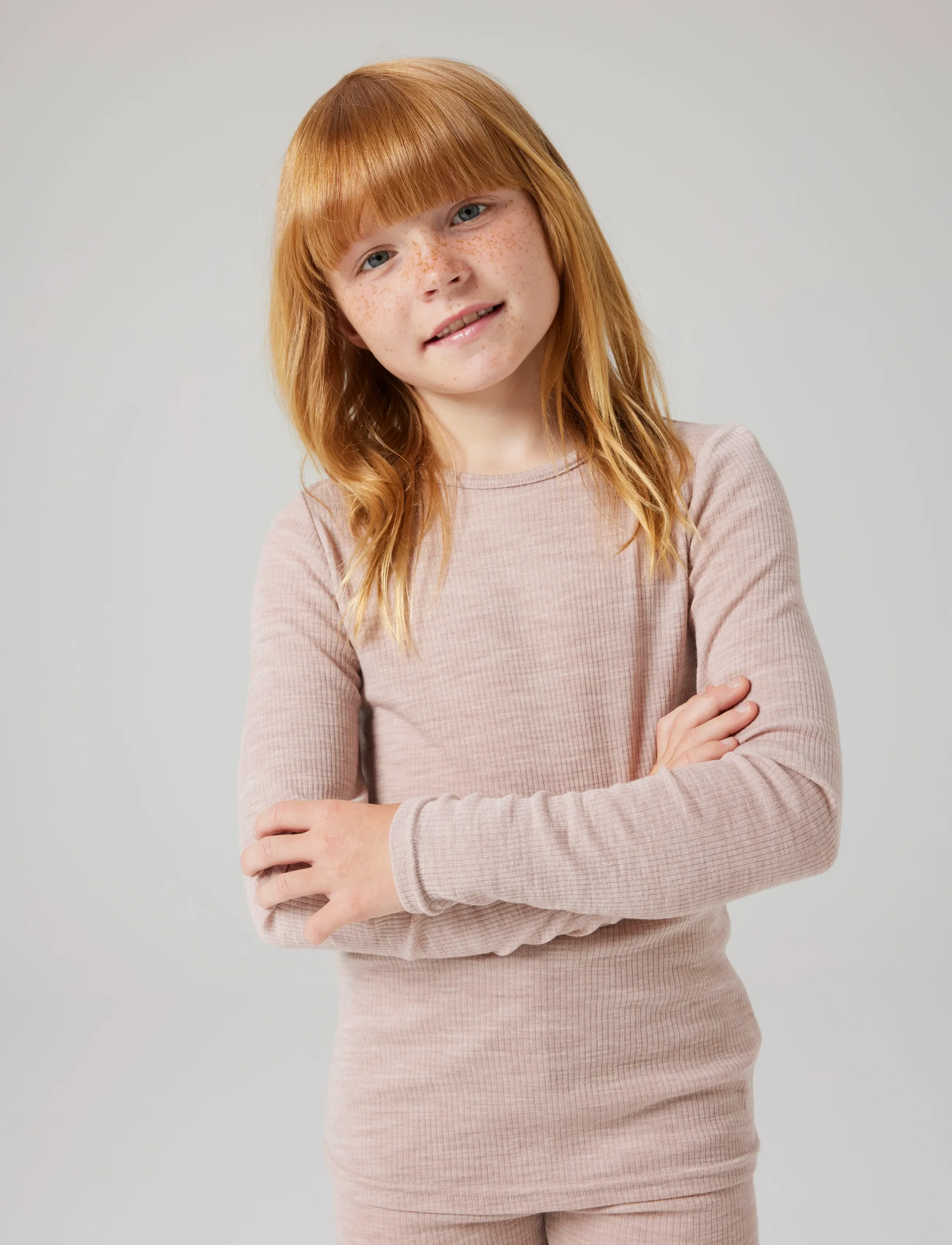 name it NKNWAX WOOL RIB LS TOP - Topper & T-skjorter - SHADOW GRAY / pink/rose