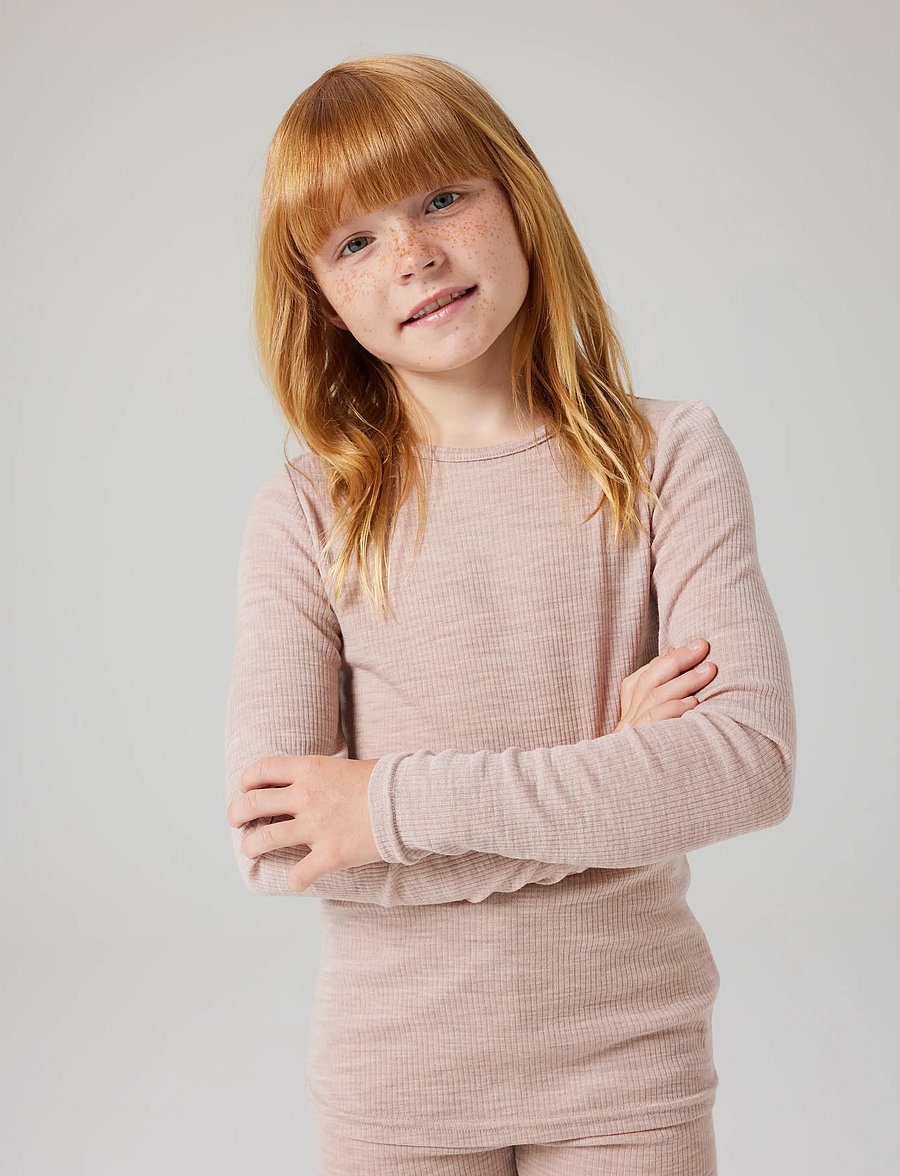 name it - NKNWAX WOOL RIB LS TOP - långärmade t-shirts - shadow gray - 0