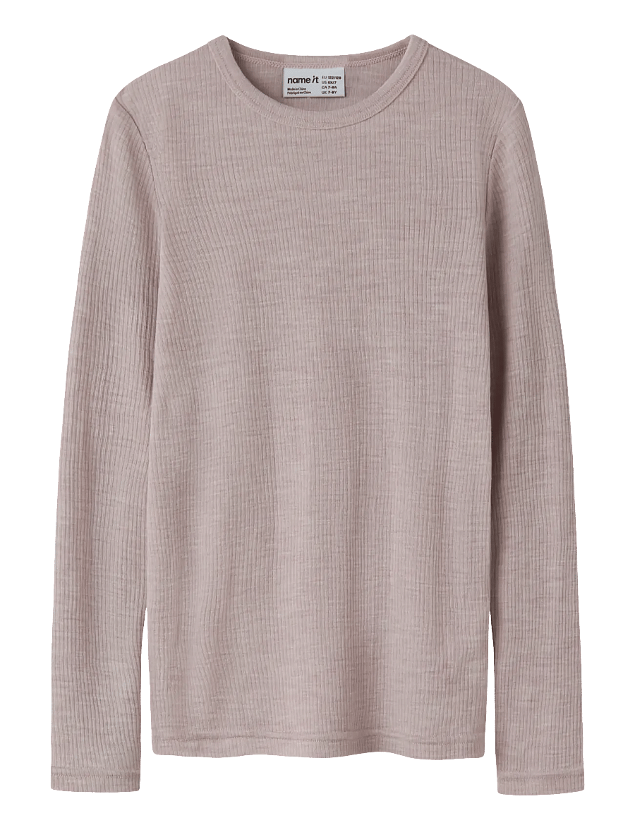name it - NKNWAX WOOL RIB LS TOP - pikkade varrukatega t-särgid - violet ice - 1