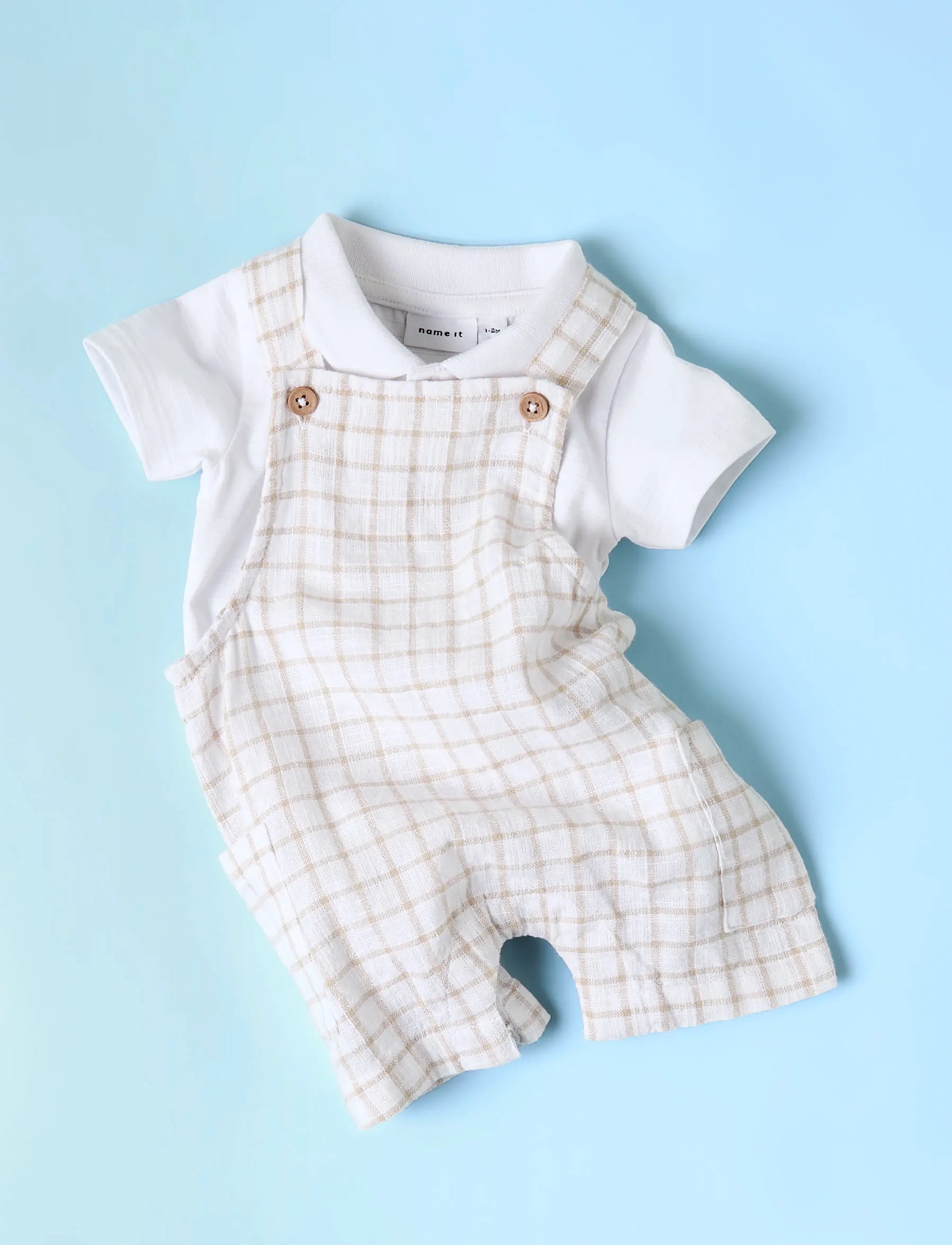 name it - NBMHALOM SHORT OVERALL - bright white - 3
