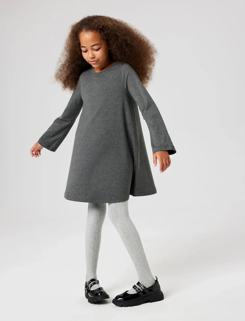 name it - NKFOLENIA LS DRESS - pikkade varrukatega vabaaja kleidid - dark grey melange - 4