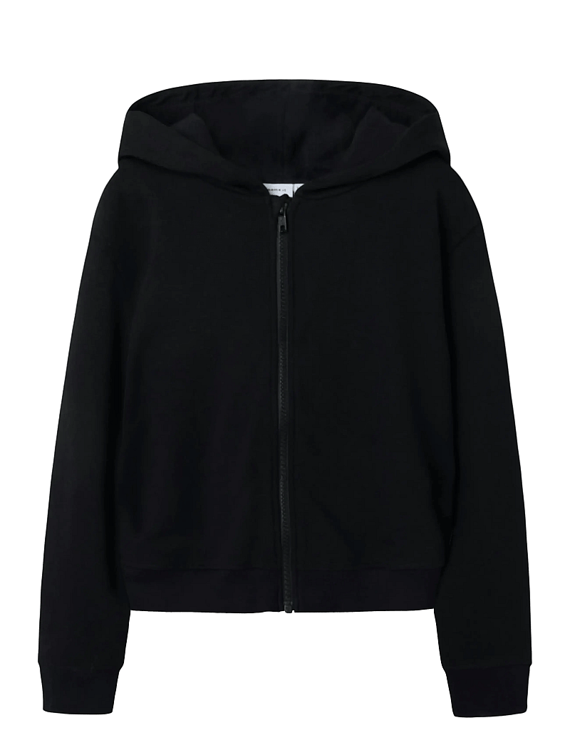 name it - NKFMILLE SHORT NREG SWE CARD WH UNB NOOS - kapuzenpullover - black - 1