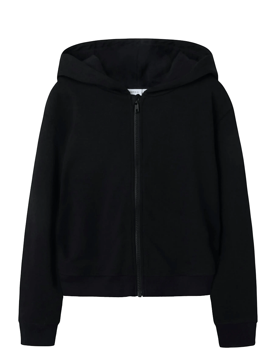 name it - NKFMILLE SHORT NREG SWE CARD WH UNB NOOS - kapuzenpullover - black - 1