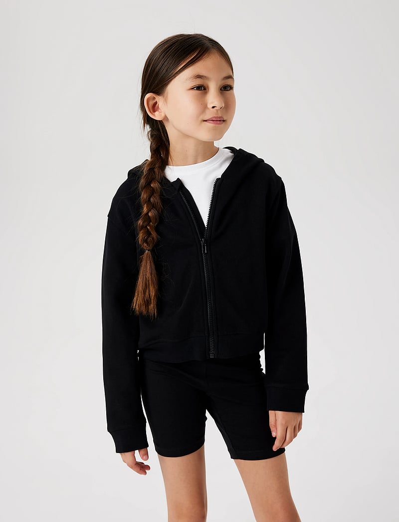 name it - NKFMILLE SHORT NREG SWE CARD WH UNB NOOS - kapuzenpullover - black - 0
