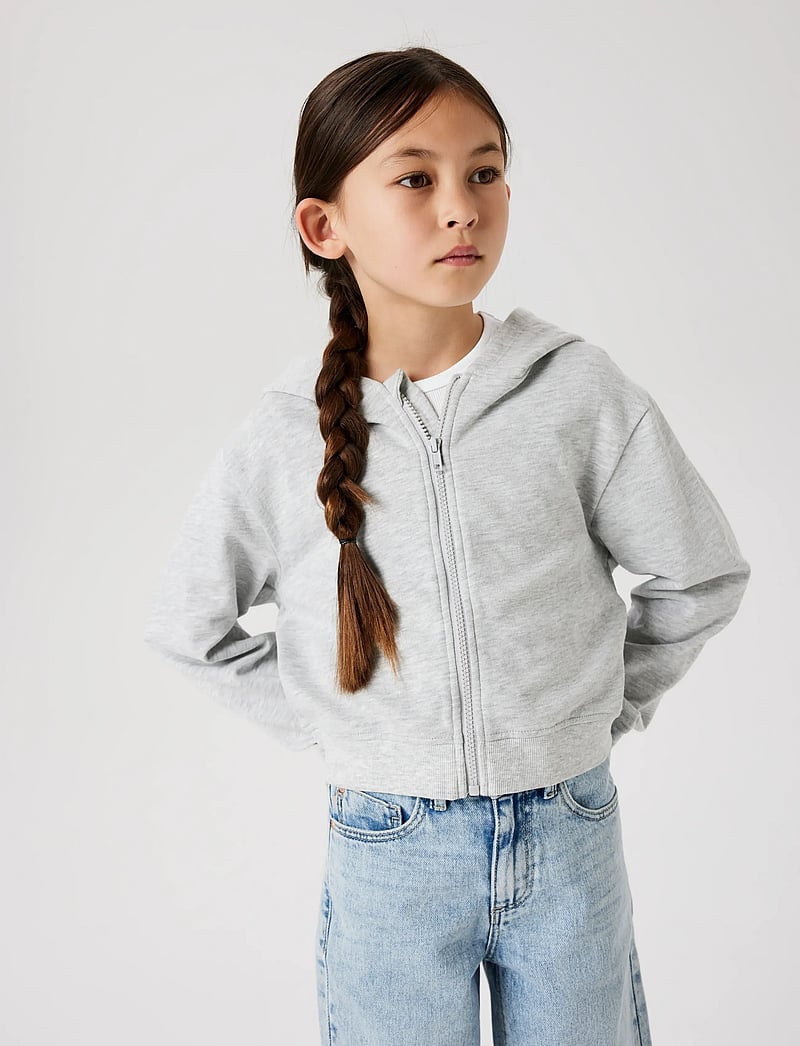name it - NKFMILLE SHORT NREG SWE CARD WH UNB NOOS - pulls à capuche - light grey melange - 3