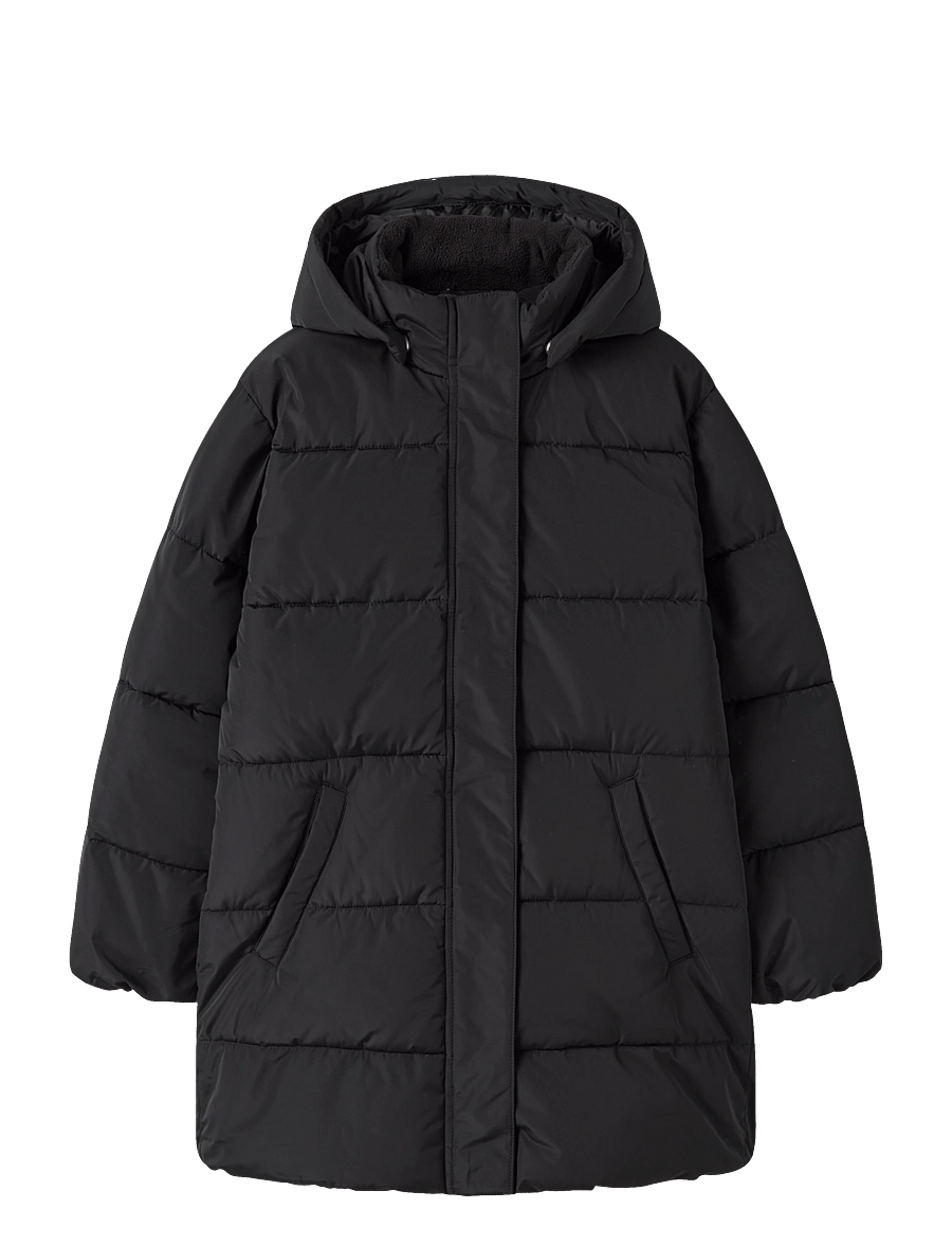 name it - NKFMEDOW03 PUFFER JACKET LONG FO - vinterjackor - black - 0