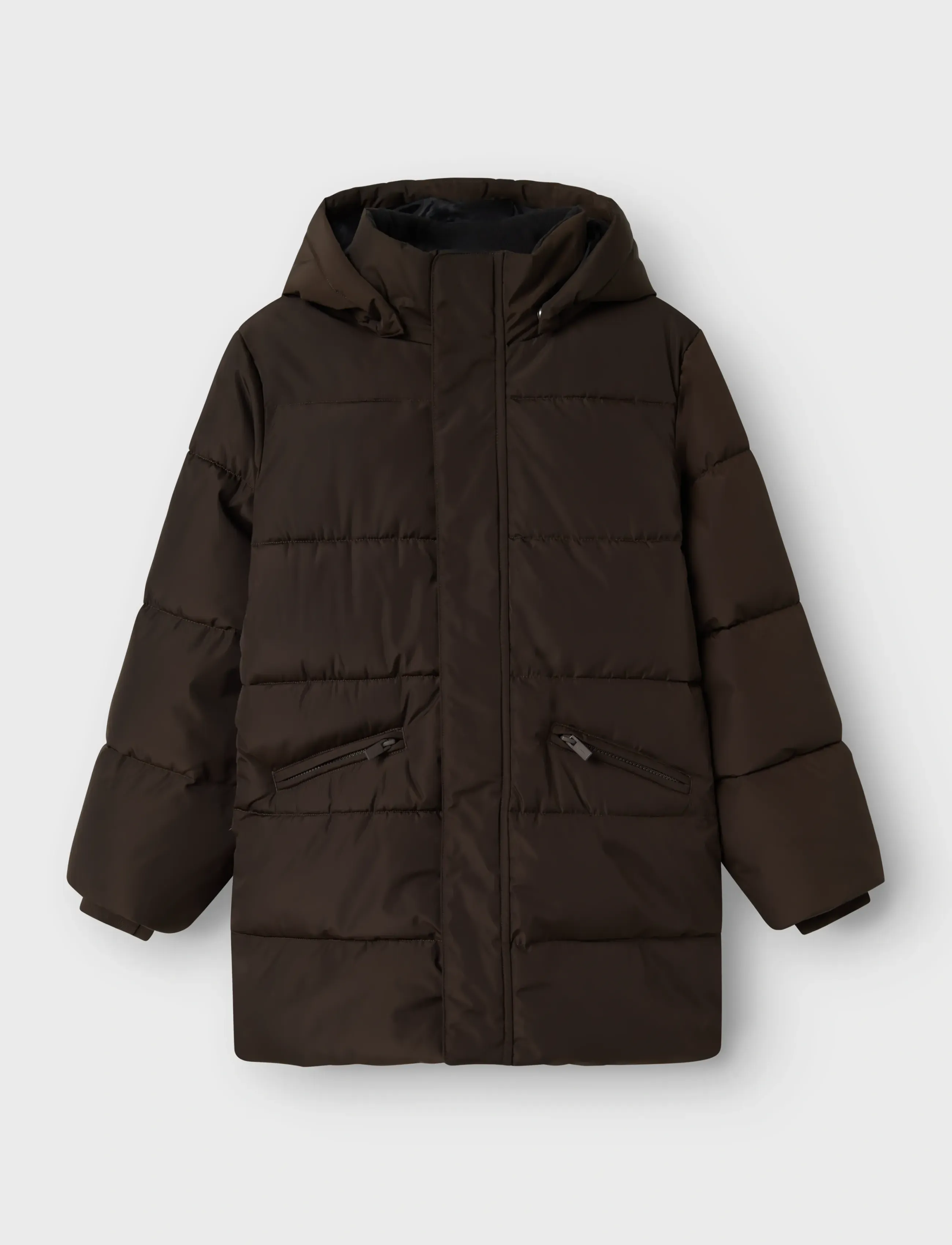 name it Nkfmedow03 Puffer Jacket Long Fo, 116, Jackets & Coats, Braun - Padded, Kinder