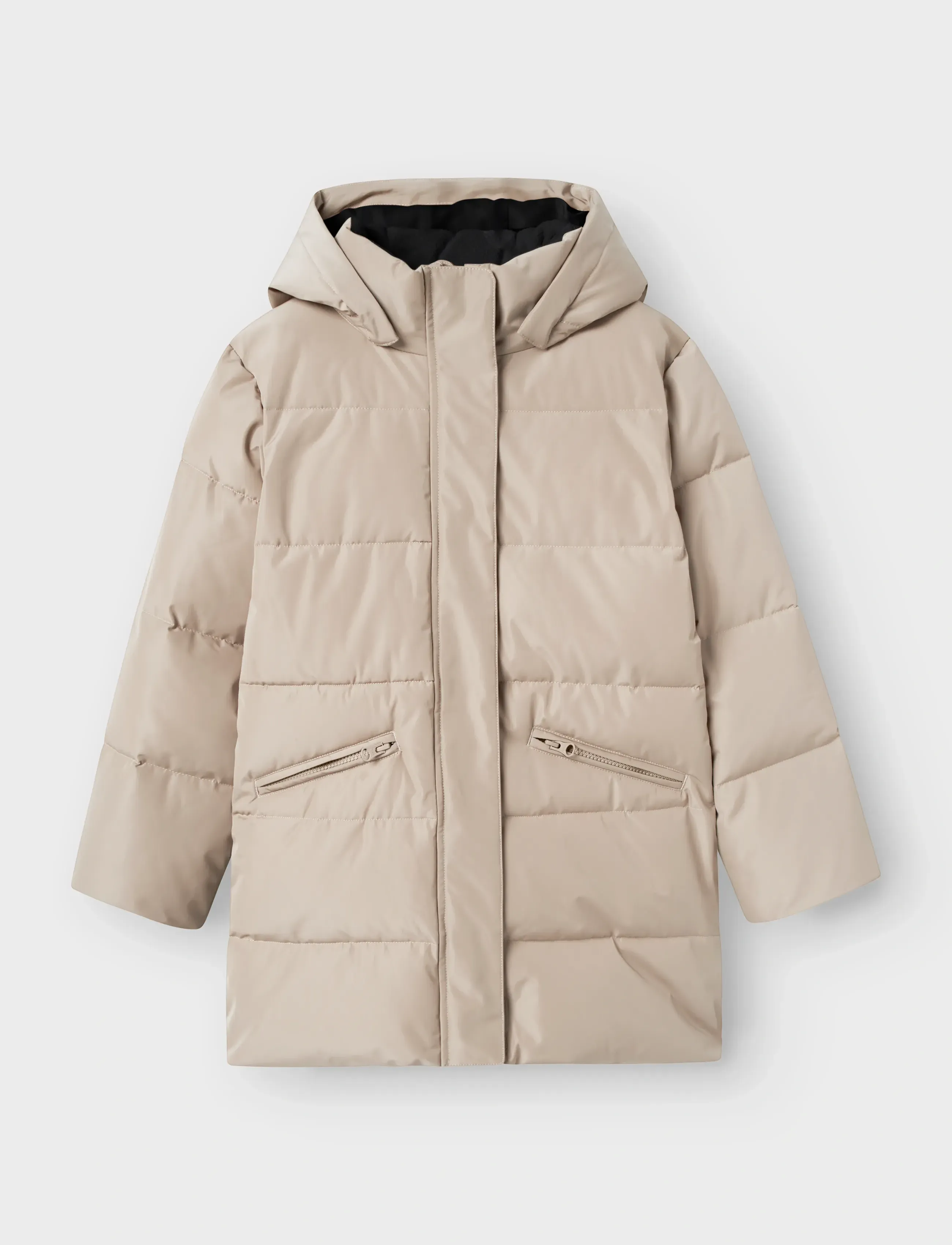 name it Nkfmedow03 Puffer Jacket Long Fo, 128, Jackets & Coats, Beige - Padded, Kinder
