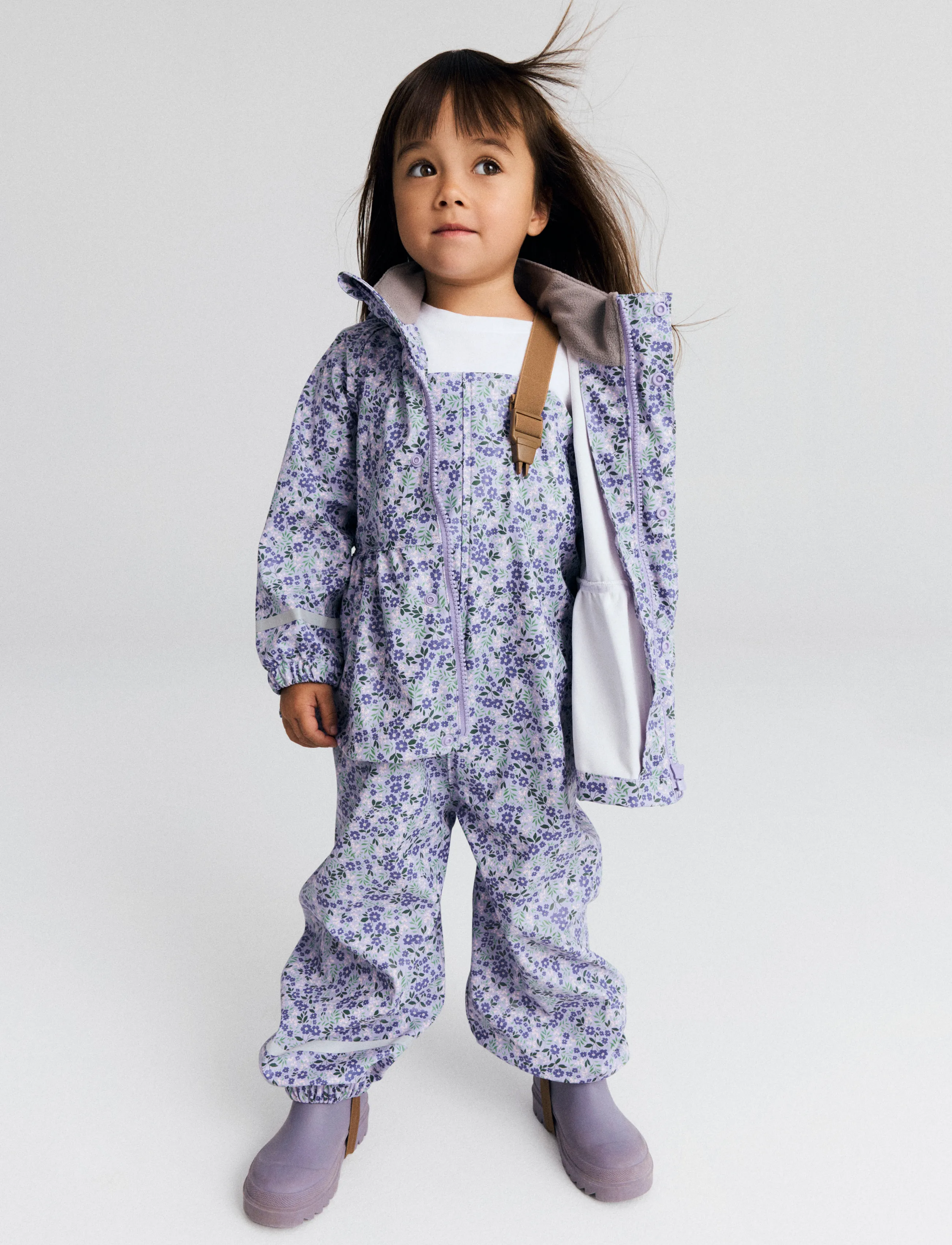 name it - NMFDRY10 RAIN SET AU AOP FO - lavender - 4