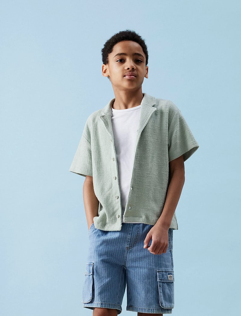 name it - NKMHIVAJ SS NREG SHIRT - kurzärmlige hemden - aqua gray - 3