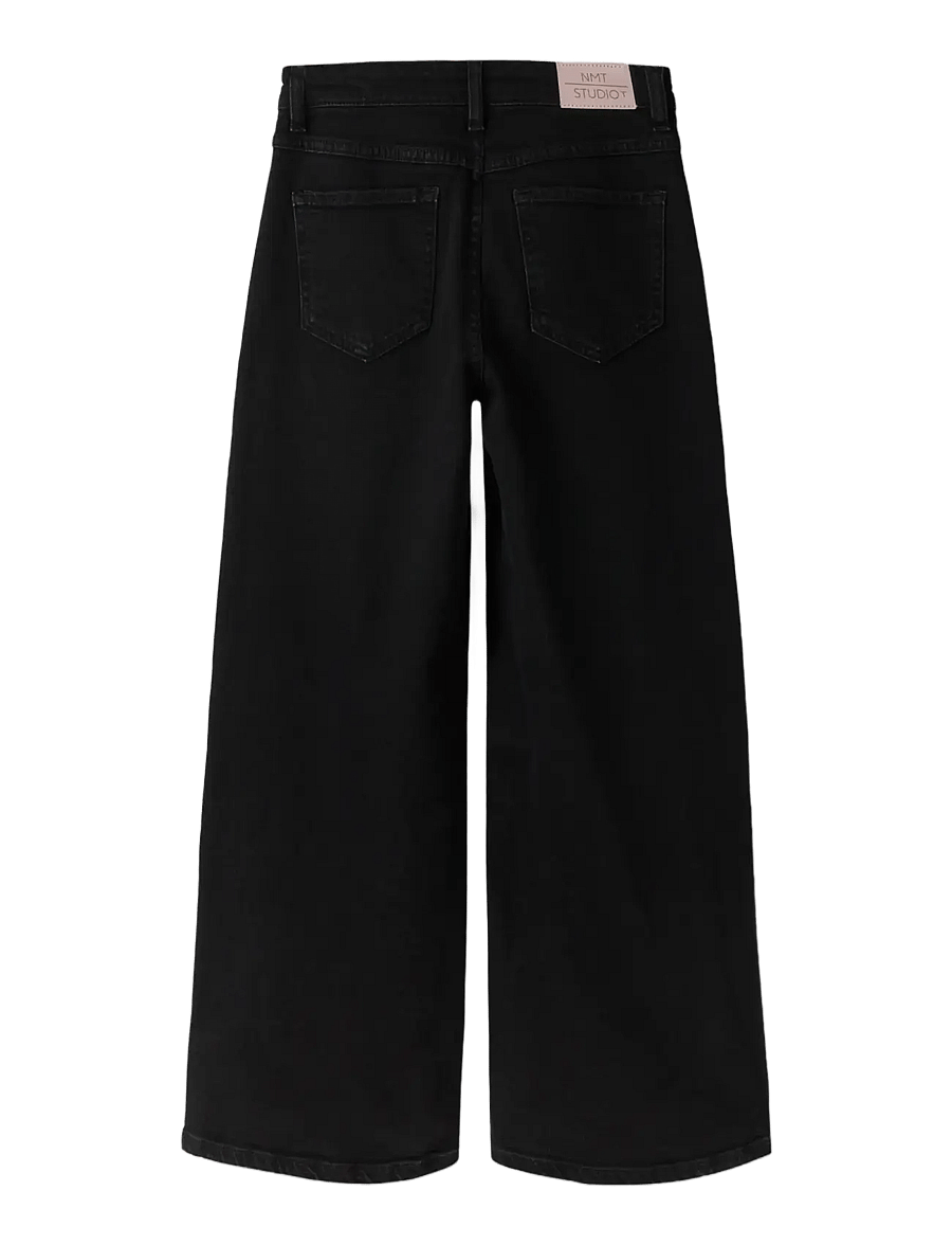 name it - NKFBELLA WIDE HW PL JEANS 3020-AZ L NOOS - laia säärega teksad - black denim - 1