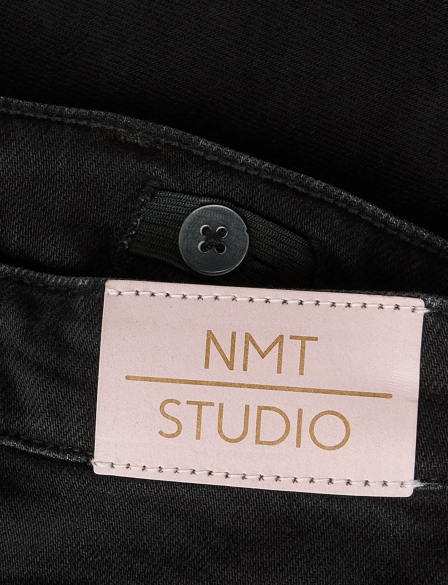 name it - NKFBELLA WIDE HW PL JEANS 3020-AZ L NOOS - laia säärega teksad - black denim - 2