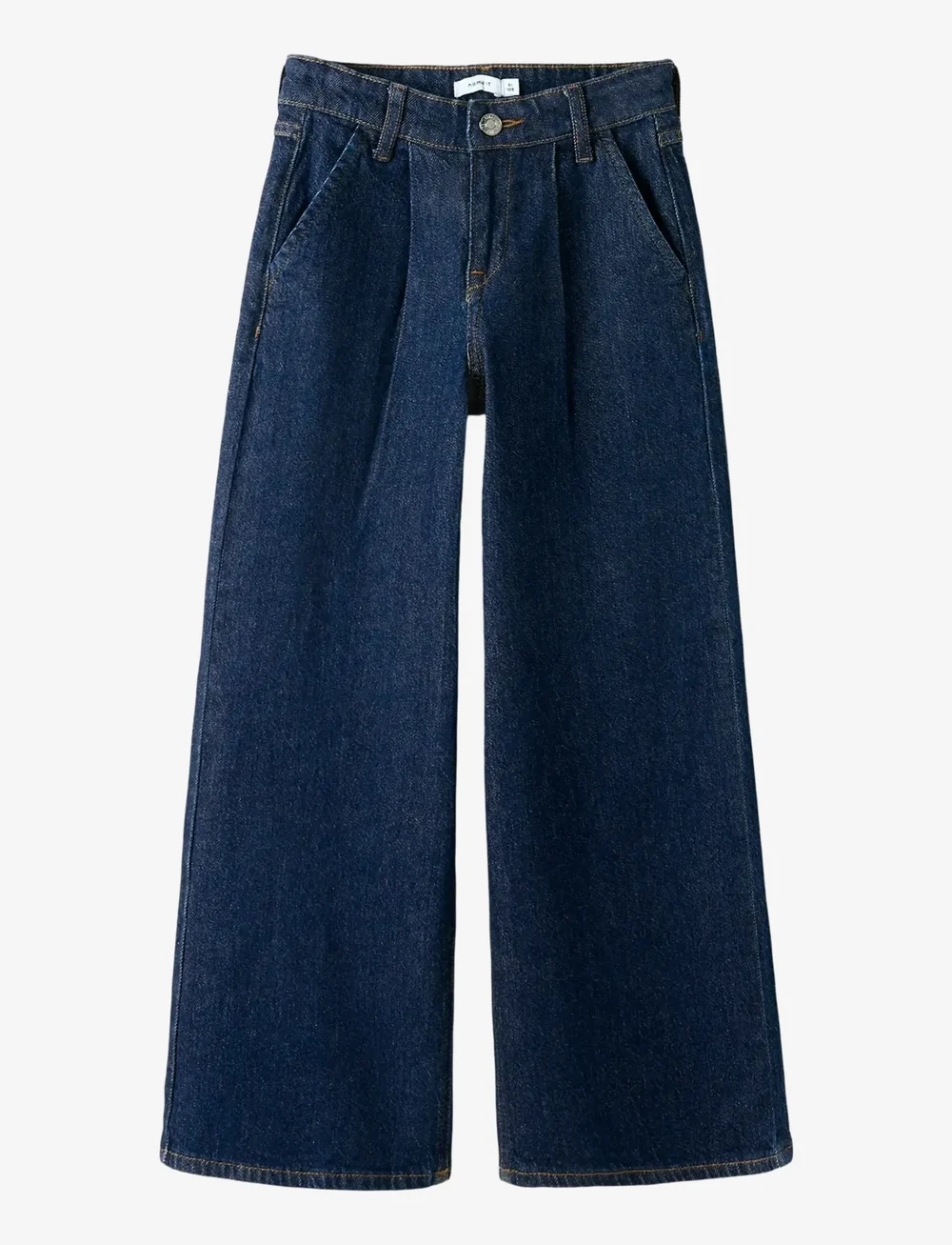 name it - NKFBELLA HW W PLEAT JEANS 3020-AZ L NOOS - brede jeans - dark blue denim - 1