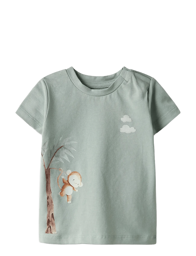 name it - NBMHARRISON SS TOP BOX - short-sleeved t-shirts - aqua gray - 0