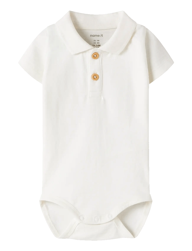 name it - NBMHOFMAN SS POLO BODY - kurzärmelige bodys - cloud dancer - 0