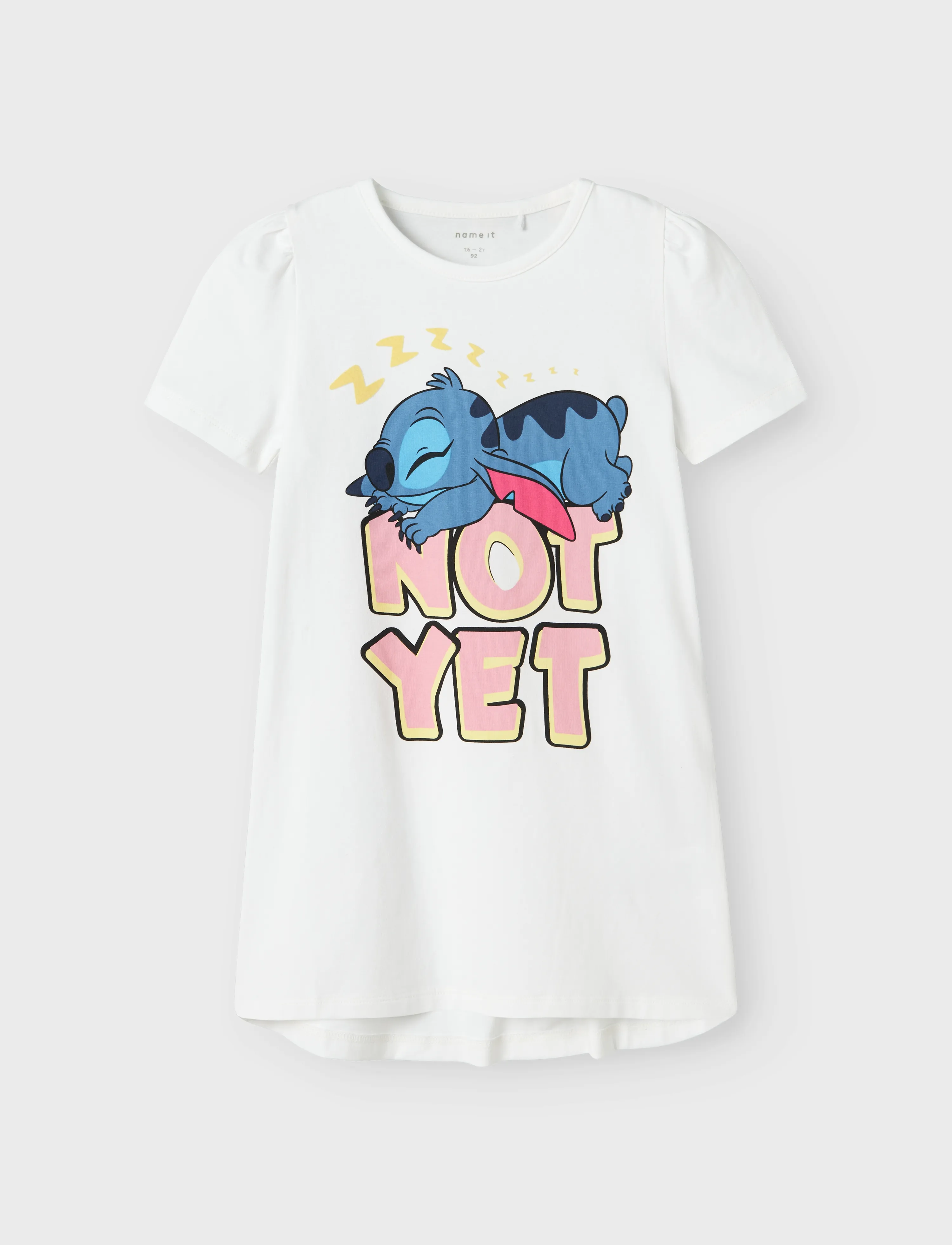 name it Nmfasta Stitch Ss Nightgown Wdi, 104, White, T-Shirts > Kortærmede, Børn