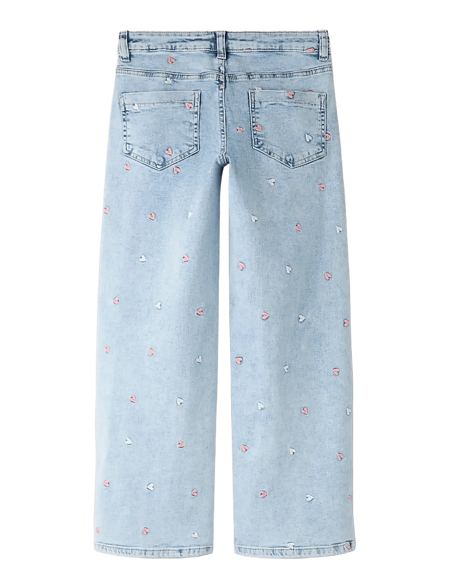 name it - NKFROSE WIDE EMB JEANS 2010-FR NOOS - hosen mit weitem bein - light blue bleached denim - 2