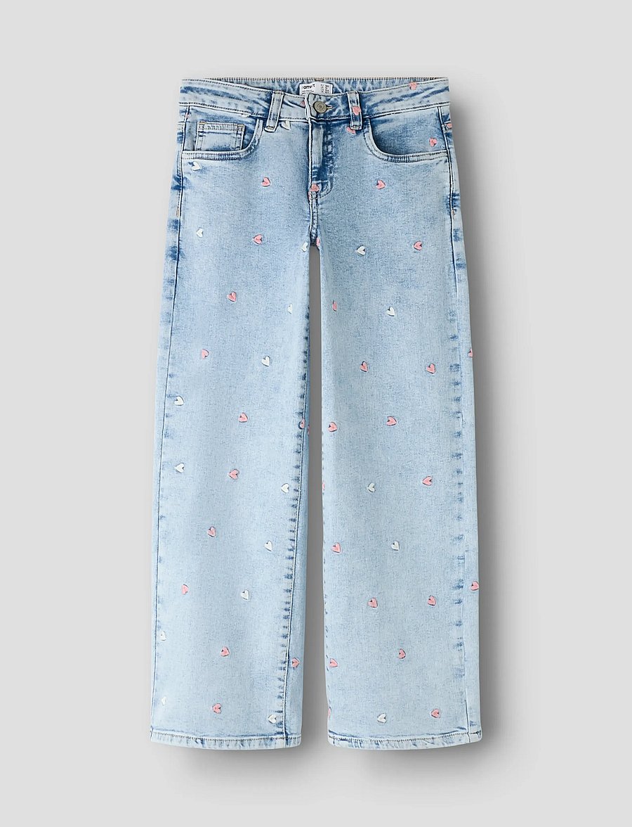 name it - NKFROSE WIDE EMB JEANS 2010-FR NOOS - hosen mit weitem bein - light blue bleached denim - 0