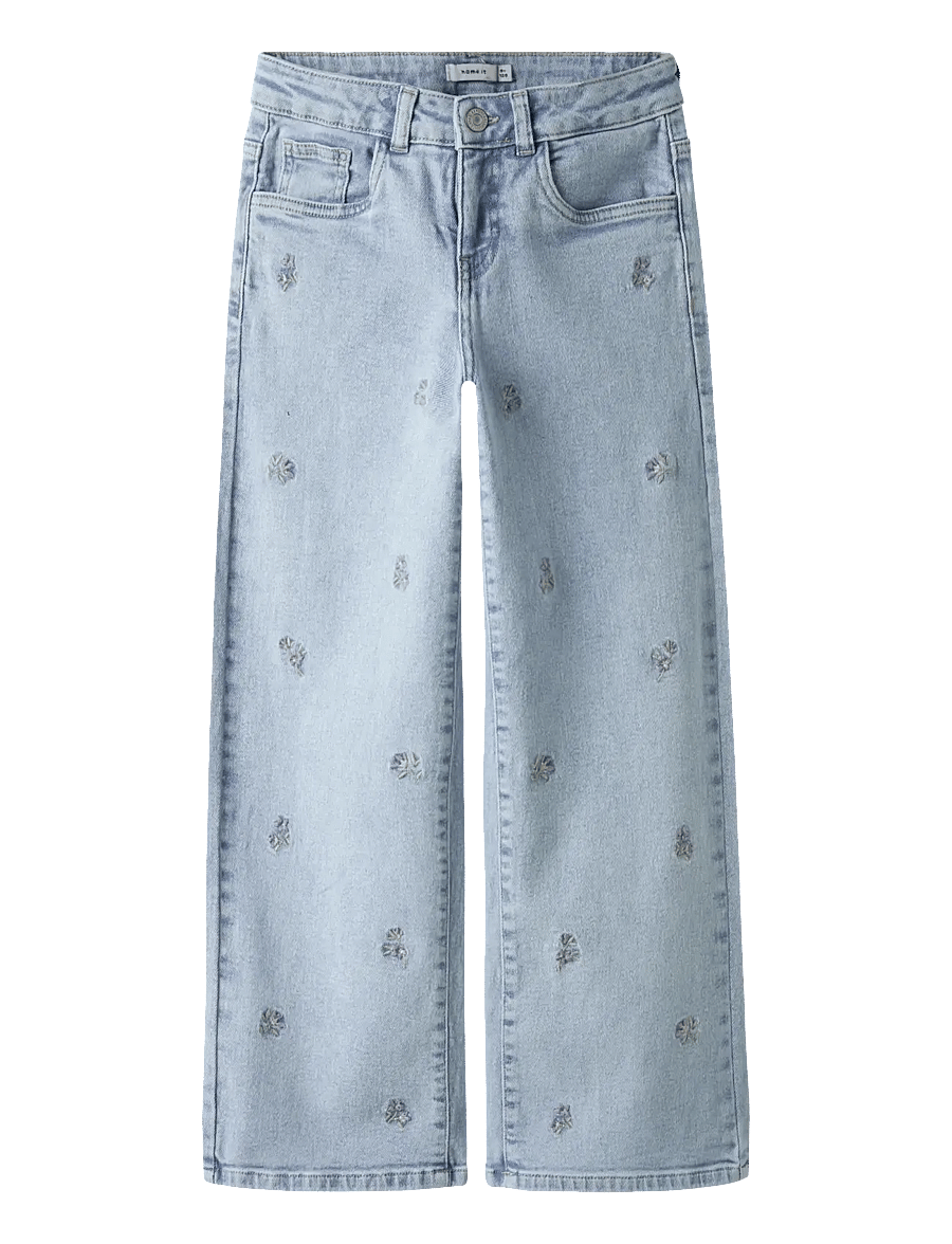 name it - NKFROSE WIDE EMB JEANS 2010-FR NOOS - pantalons larges - light blue denim - 1