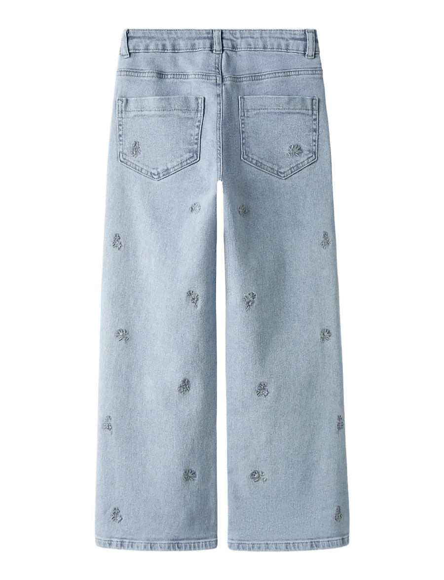 name it - NKFROSE WIDE EMB JEANS 2010-FR NOOS - pantalons larges - light blue denim - 2