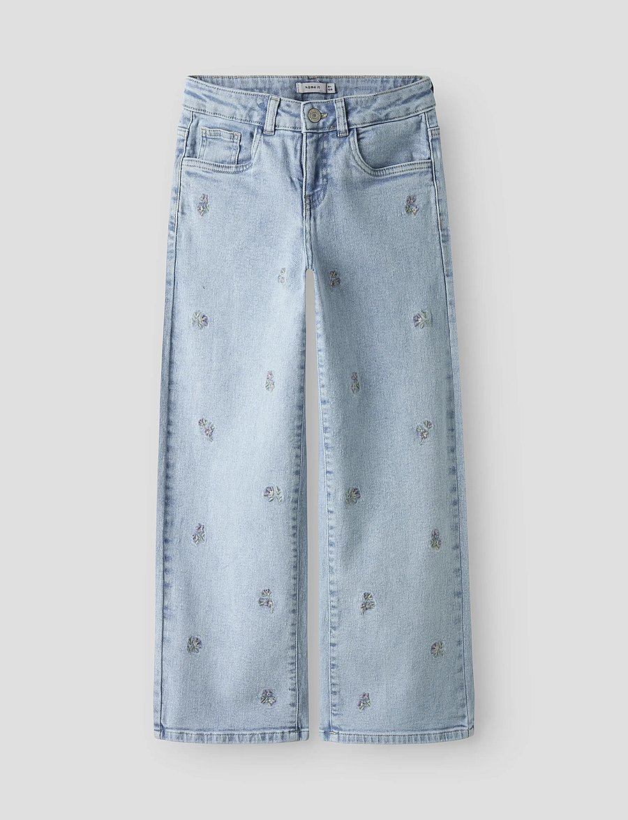 name it - NKFROSE WIDE EMB JEANS 2010-FR NOOS - pantalons larges - light blue denim - 0