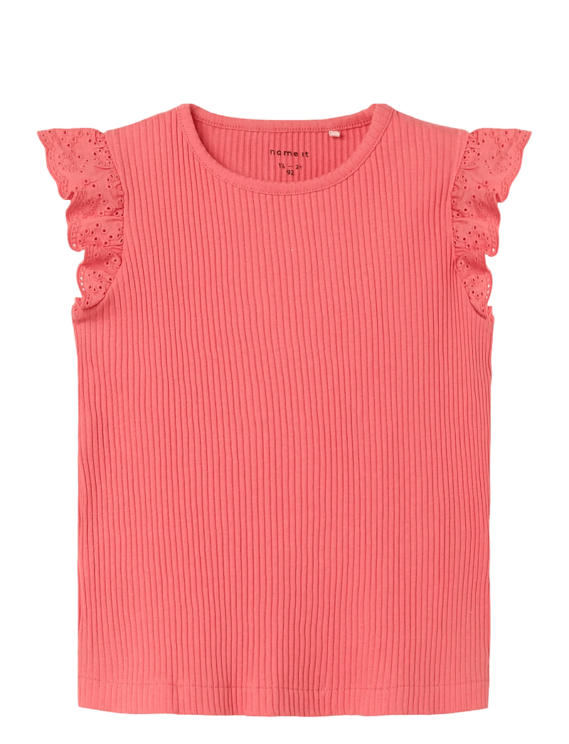 name it - NMFHALINA SS TOP - linnen - spiced coral - 0