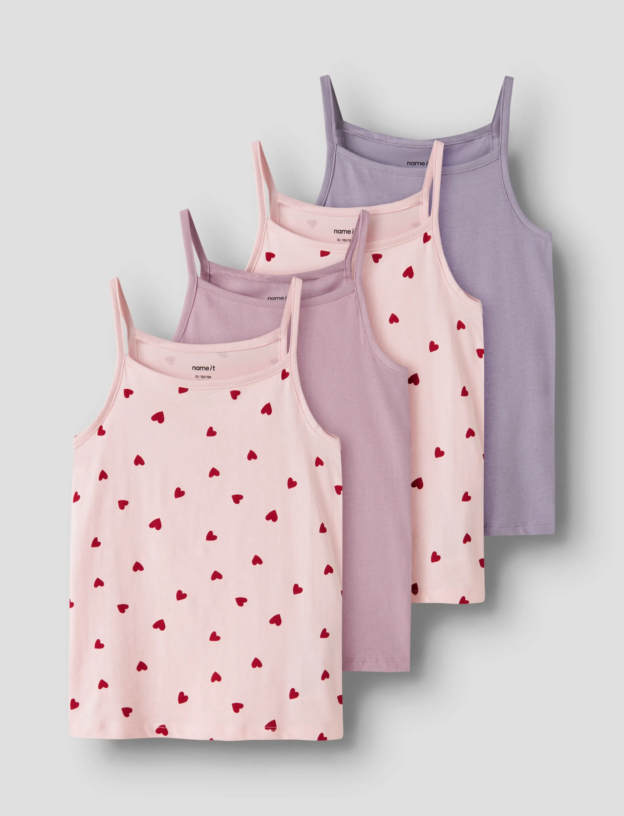 name it Nkfstrap Top 4P Aop Noos, 110, T-shirts, Rosa - Sleeveless, Kinder