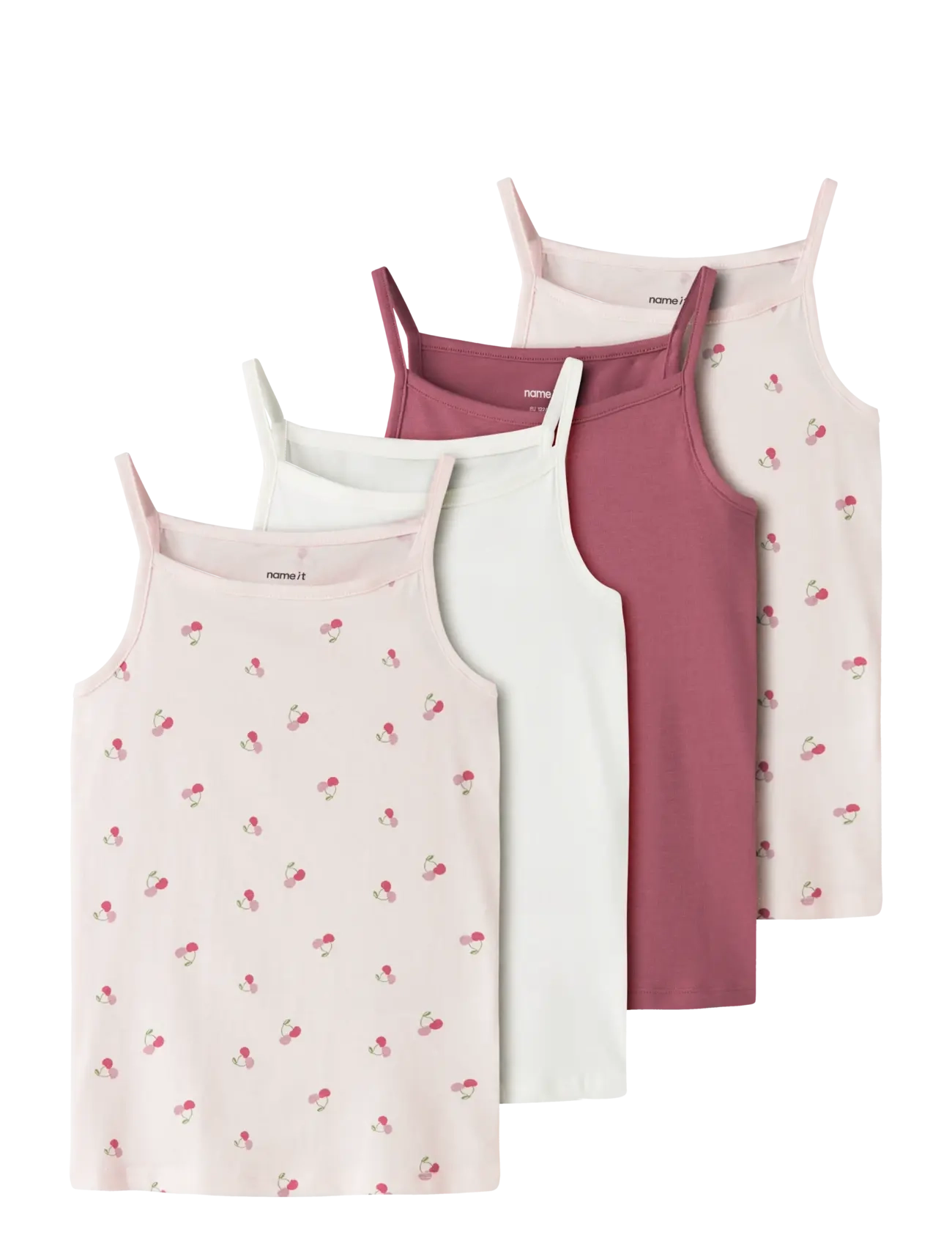 name it Nkfstrap Top 4P Aop Noos, 104, T-shirts, Rosa - Sleeveless, Kinder