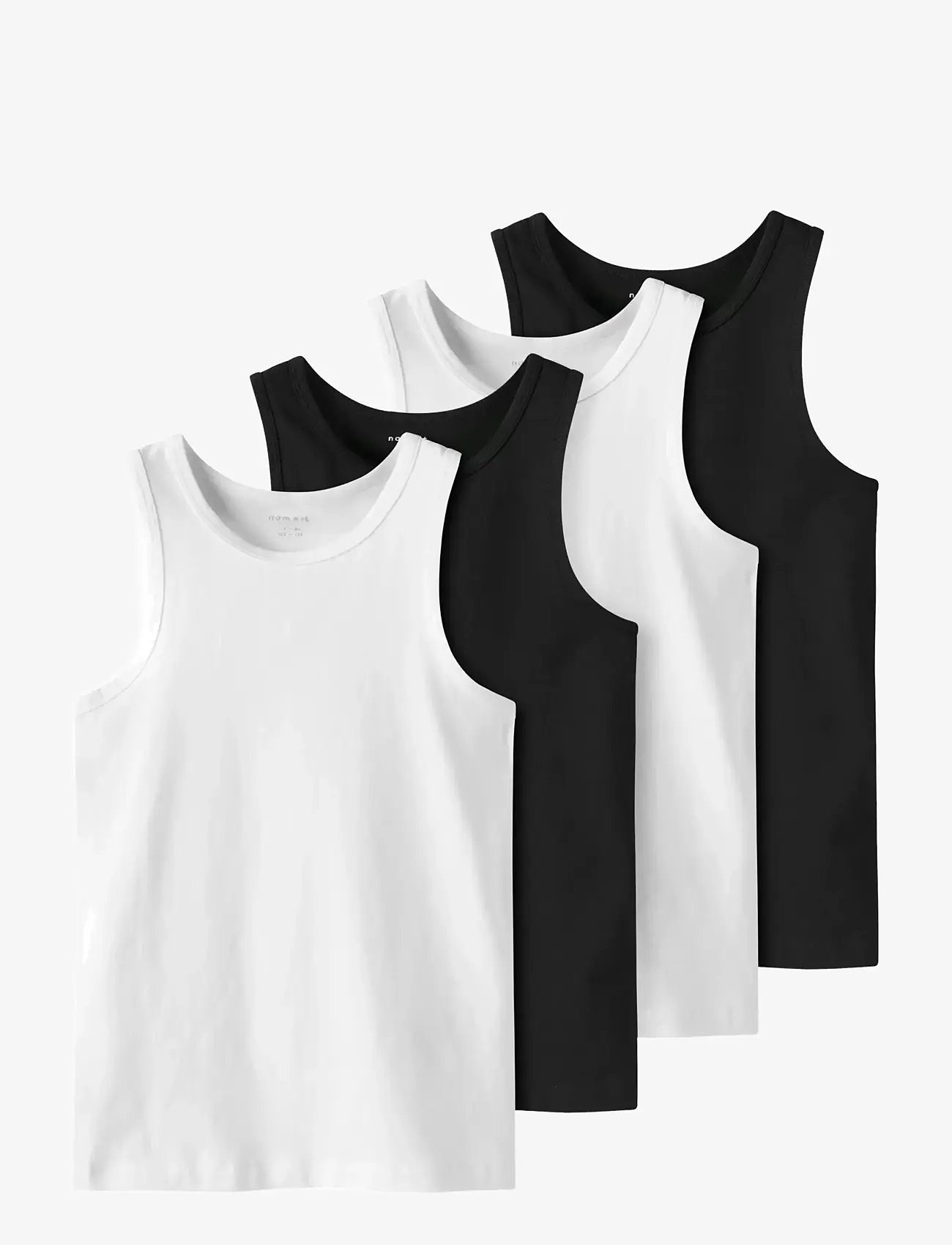 name it - NKMTANK TOP 4P BLACK WHITE SOLID NOOS - efterårstøj - black - 0
