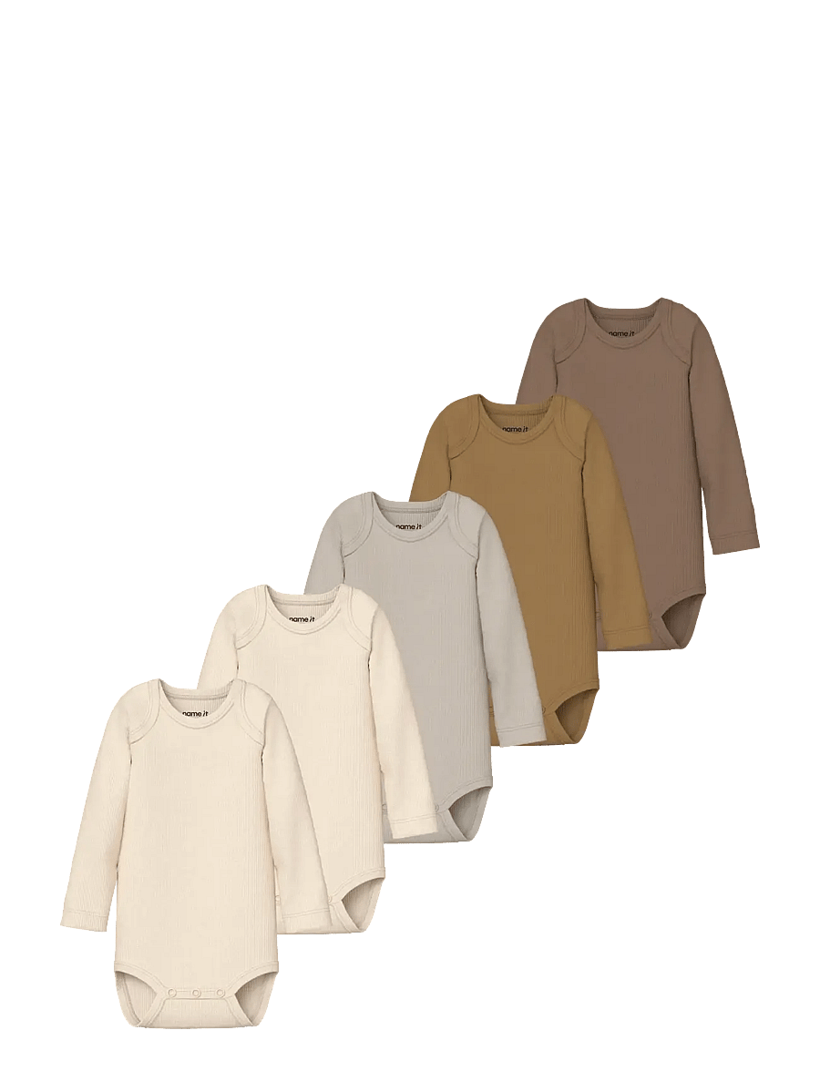 name it - NBNBODY 5P LS SOLID RIB NOOS - bodide mitmikpakk - coca mocha - 0