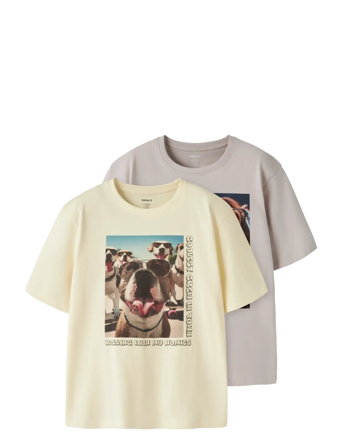 name it Nkmvoto 2P Ss Nreg Top, 122-128, T-shirts, Creme - Short-sleeved, Kinder