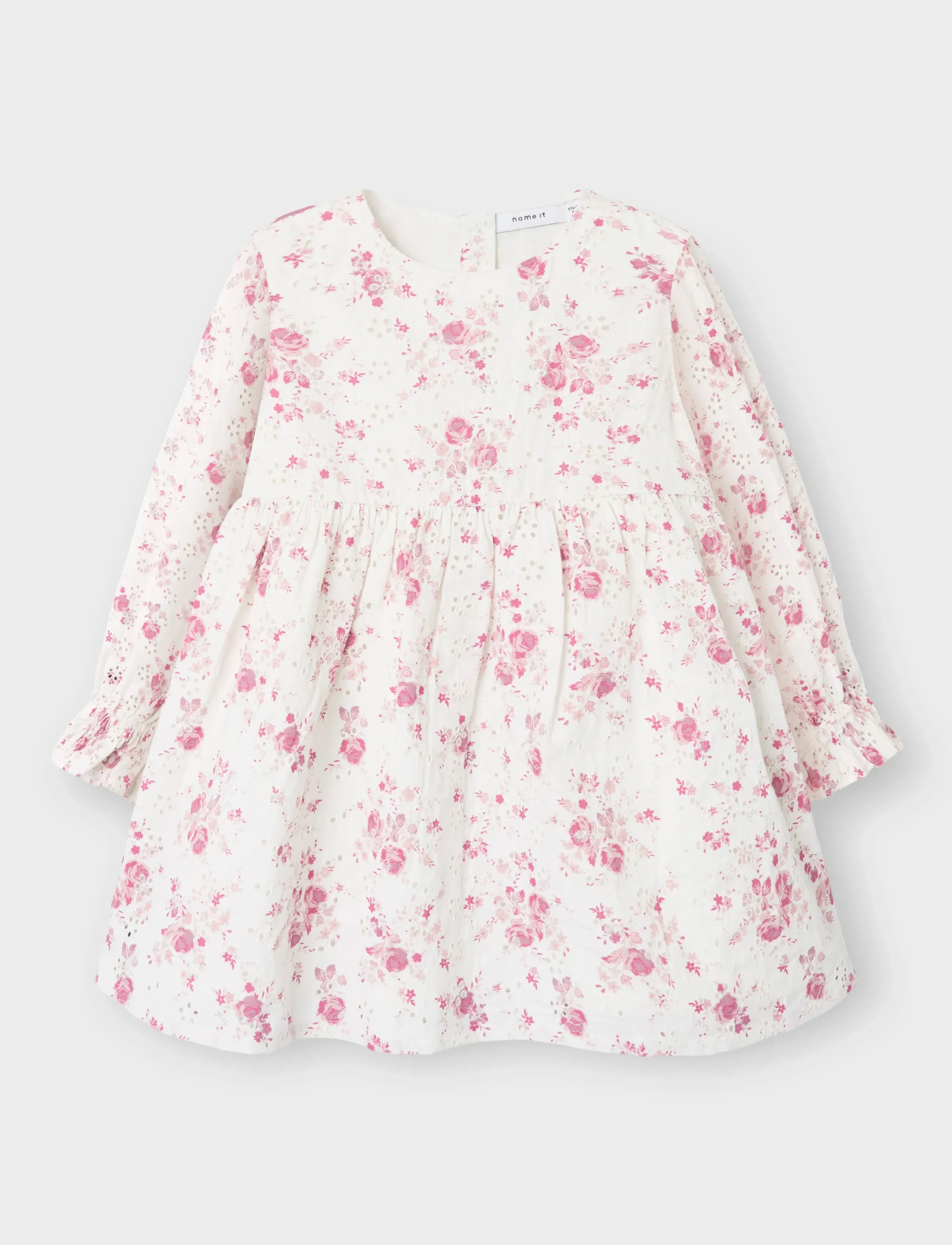 name it - NMFFEMBRODER SS DRESS - cloud dancer - 2