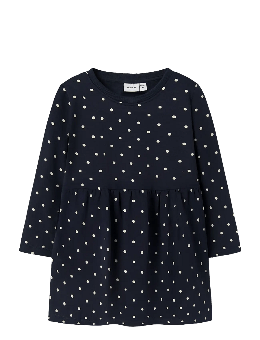 name it - NMFDAVINA LS SWEAT BRU DRESS NOOS - langärmelige babykleider - dark sapphire - 1