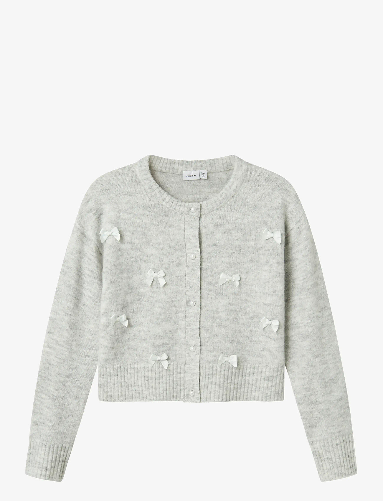 name it - NKFKARIN LS KNIT CARD - light grey melange - 0