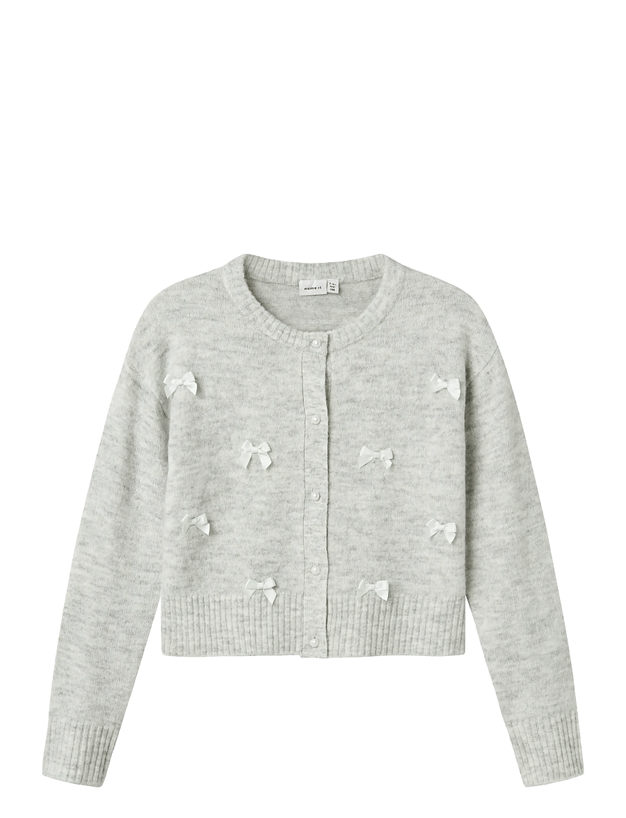 name it - NKFKARIN LS KNIT CARD - koftor - light grey melange - 1